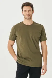 AC&Co / Altınyıldız Classics pánske khaki slim fit vreckové tričko na krk 100% bavlnené posádke