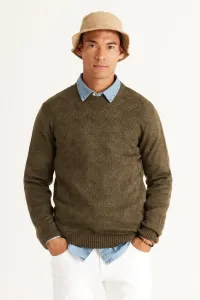 AC&Co / Altınyıldız Classics Men's Khaki Standard Fit Regular Fit Crew Neck Jacquard Knitwear Sweater
