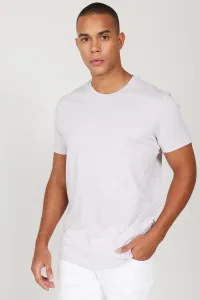 AC&Co / Altınyıldız Classics pánske fialové slim fit tričko slim fit 100% bavlnený crew krk s krátkym rukávom