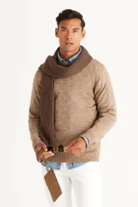 AC&Co / Altınyıldız Classics Men's Mink Standard Fit Regular Fit Crew Neck Jacquard Knitwear Sweater