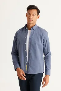AC&Co / Altınyıldız Classics Men's Navy Blue Slim Fit Slim Fit Shirt with Hidden Buttons and Collar