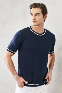 AC&Co / Altınyıldız Classics Men's Navy Blue Standard Fit Crew Neck 100% Cotton Knitwear T-Shirt