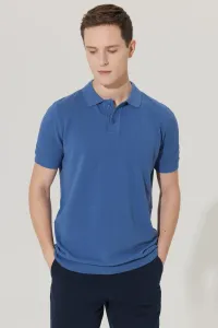 AC&Co / Altınyıldız Classics Men's Navy Blue Standard Fit Normal Cut Polo Collar 100% Cotton Patterned Short Sleeve Knitwear T-Shirt