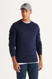 AC&Co / Altınyıldız Classics Men's Navy Blue Standard Fit Normal Fit Warm Crew Neck Knitwear Sweater