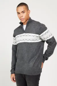AC&Co / Altınyıldız Classics Men's Smoky-gray Standard Fit Regular Fit High Neck Wool Raised Soft Textured Knitwear Sweater