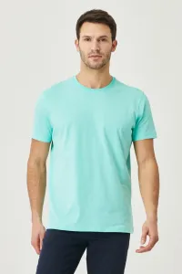 AC&Co / Altınyıldız Classics pánske tyrkysové tričko so 100% bavlnou slim fit slim fit crewneck s krátkym rukávom