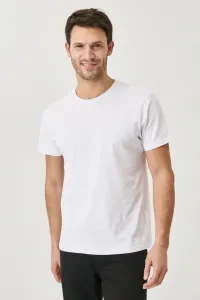 AC&Co / Altınyıldız Classics pánske biele tričko so 100% bavlnou slim fit slim fit crewneck s krátkym rukávom