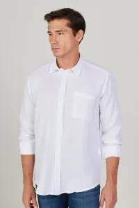 AC&Co / Altınyıldız Classics Men's White Comfort Fit Wide Cut, Classic Collar 100% Cotton Muslin Shirt