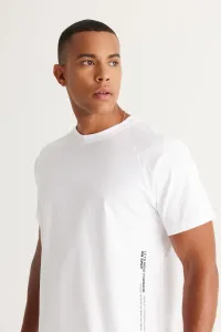 AC&Co / Altınyıldız Classics Men's White Loose Fit Crew Neck Printed 100% Cotton T-Shirt