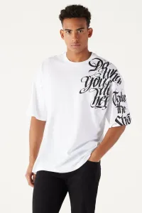 AC&Co / Altınyıldız Classics Men's White Oversize Loose Cut Crew Neck 100% Cotton Printed Short Sleeve T-Shirt #9250714