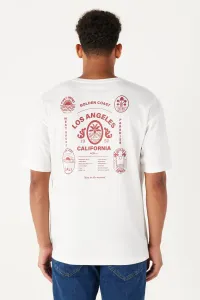 AC&Co / Altınyıldız Classics Men's White Oversized Loose Fit, Crew Neck 100% Cotton Printed T-Shirt