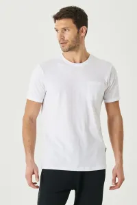 AC&Co / Altınyıldız Classics pánske biele slim fit tričko slim fit 100% bavlna Crew vreckové tričko