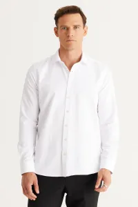 AC&Co / Altınyıldız Classics Men's White Slim Fit Slim Fit Cotton Classic Collar Dobby Shirt