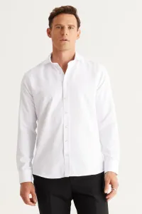 AC&Co / Altınyıldız Classics Men's White Slim Fit Slim Fit Italian Collar Dobby Shirt