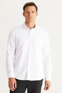 AC&Co / Altınyıldız Classics Men's White Slim Fit Slim Fit Italian Collar Dobby Shirt