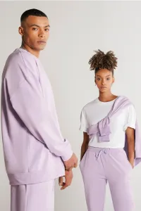 AC&Co / Altınyıldız Classics Unisex Lilac Oversize Wide Cut Crew Neck Cotton Stretch Sweatshirt