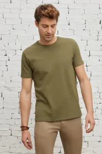 ALTINYILDIZ CLASSICS Pánske khaki slim fit tričko Slim Fit Crew Neck s krátkym rukávom Basic s jemným dotykom