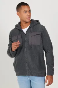 AC&Co / Altınyıldız Classics Men's Anthracite-melange Standard Fit Regular Fit Hooded Fleece Sweatshirt Jacket