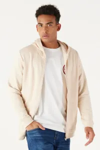 AC&Co / Altınyıldız Classics Men's Beige Standard Fit Normal Cut Hooded and Zippered Sweatshirt Jacket