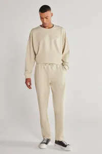 AC&Co / Altınyıldız Classics Unisex Beige Standard Fit Normal Cut, Flexible Cotton Sweatpants with Pockets