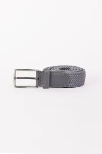 AC&Co / Altınyıldız Classics Men's Gray Casual Faux Leather Knitted Jean Denim Belt