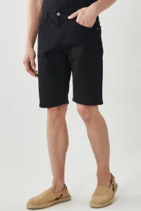 AC&Co / Altınyıldız Classics Men's Black Comfort Fit Relaxed Cut 5 Pocket Flexible Denim Jeans Shorts