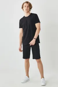 AC&Co / Altınyıldız Classics Men's Black Slim Fit Slim Fit Dobby 100% Cotton Casual Chino Shorts