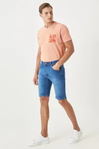 AC&Co / Altınyıldız Classics Men's Blue Comfort Fit Comfortable Cut, 5 Pockets Flexible Denim Jeans Shorts
