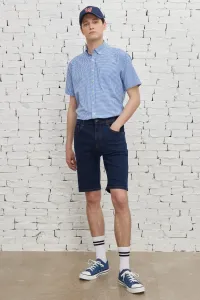 AC&Co / Altınyıldız Classics Men's Dark Navy Blue Slim Fit Slim Fit Cotton Flexible Denim Shorts