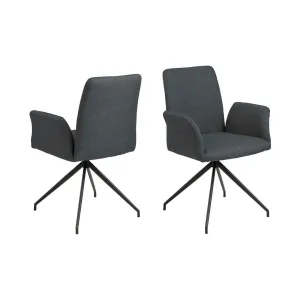 Design Scandinavia Jedálenská stolička s podrúčkami Naya, textil, tmavosivá