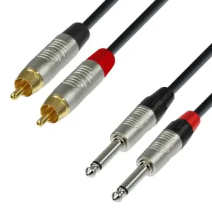 Adam Hall Cables K4 TPC 0150 - Audiokabel REAN 2 x Cinch male auf 2 x 6,3 mm Kli