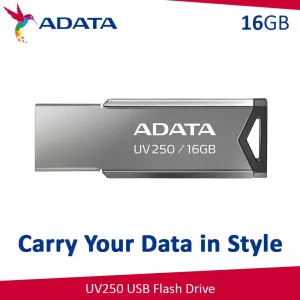 ADATA UV250/16GB/USB 2.0/USB-A/Strieborná
