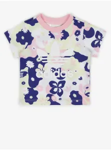 Blue-White Girl Flowered T-Shirt adidas Originals - Girls #690101