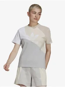 Beige-Grey Women's T-Shirt adidas Originals - Women #705985