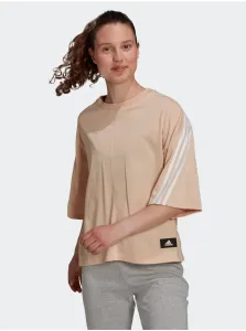 Tričká s krátkym rukávom pre ženy adidas Performance - hnedá, béžová #3153601