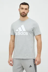 Bavlnené tričko adidas šedá farba, s potlačou, IC9350