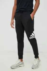 Bavlnené tepláky adidas pánske, čierna farba, s potlačou #6946865