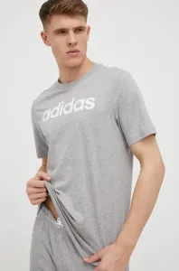 Bavlnené tričko adidas šedá farba, s potlačou