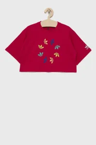 Detské bavlnené tričko adidas Originals HE4776 ružová farba,