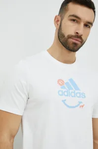 Bavlnené tričko adidas biela farba, s potlačou #4252142