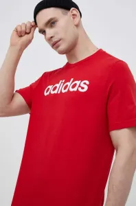 Bavlnené tričko adidas červená farba, s potlačou