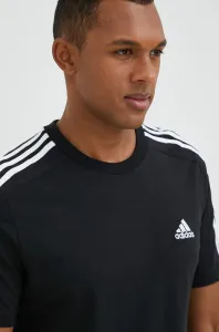 Bavlnené tričko adidas čierna farba, s nášivkou,  IC9334