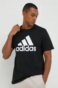 Bavlnené tričko adidas čierna farba, s potlačou, IC9347