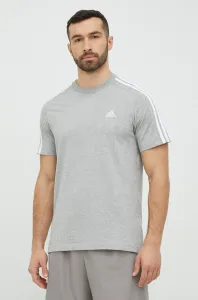 adidas ESSENTIALS SINGLE JERSEY 3-STRIPES Pánske tričko, sivá, veľkosť #6715056