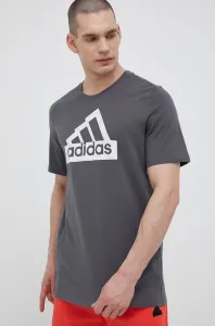 Bavlnené tričko adidas šedá farba, s potlačou #8468328
