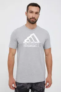 Bavlnené tričko adidas šedá farba, s potlačou #8738242