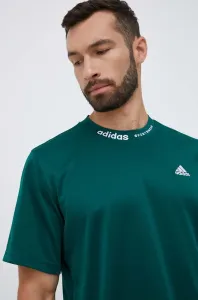 Bavlnené tričko adidas zelená farba, s nášivkou #8738836