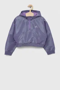 Detská mikina adidas G D WV HD HLFZP fialová farba, s kapucňou, jednofarebná