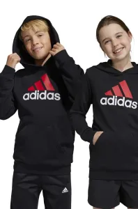 Detská mikina adidas U BL 2 HOODIE čierna farba, s kapucňou, s potlačou