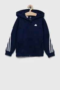 Detská mikina adidas U FI 3S FZ tmavomodrá farba, s kapucňou, s nášivkou #8633796